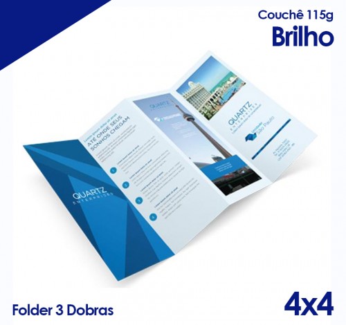 Folder 3 Dobras Couchê Brilho 115g 10 x 15  