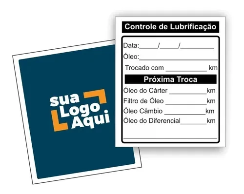 Etiqueta Troca de óleo Tamanho e Quantidade Personalizada