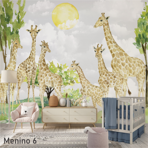 Adesivo decorativo para quarto de menino Girafas