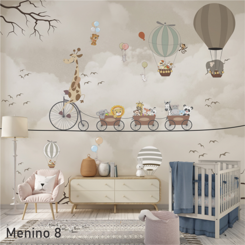 Adesivo decorativo para quarto de menino Animais na cordinha