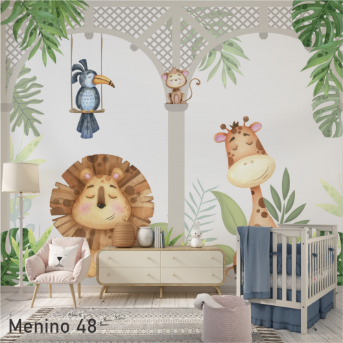 Adesivo decorativo para quarto de menino Safari na varanda 2