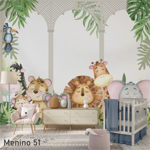 Adesivo decorativo para quarto de menino Safari na varanda 3