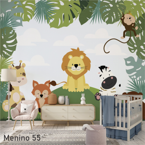 Adesivo decorativo para quarto de menino Safari na floresta