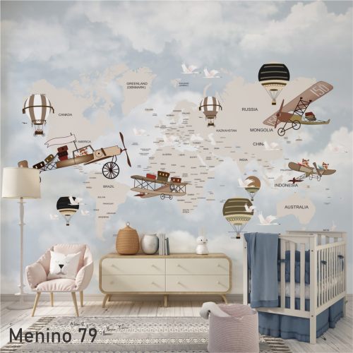 Adesivo decorativo para quarto infantil Mapa Mundi 7