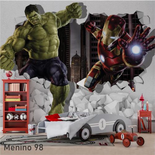 Adesivo decorativo para quarto infantil Menino Vingadores Parede quebrada 3D 4