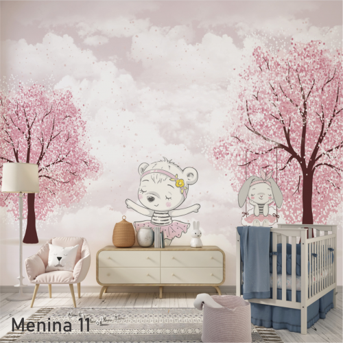Adesivo decorativo para quarto infantil Menina Ursa Bailarina