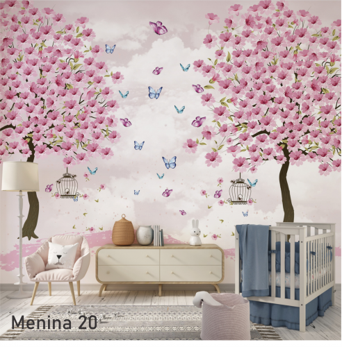 Adesivo decorativo para quarto infantil Menina Jardim Florido
