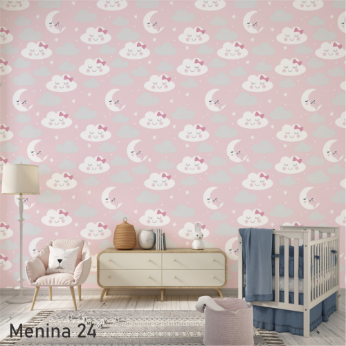 Adesivo decorativo para quarto infantil Menina Nuvens Boa noitinha