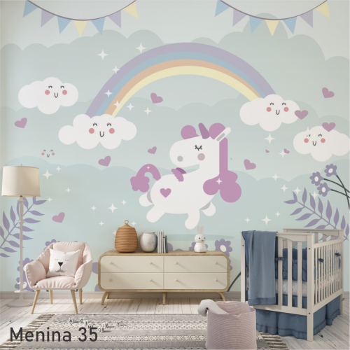 Adesivo decorativo para quarto infantil Menina Unicórnio 1 