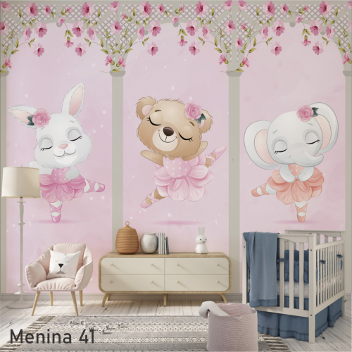 Adesivo decorativo para quarto infantil Menina Bichos Bailarinas 3
