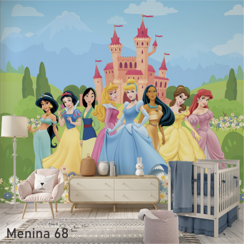 Adesivo decorativo para quarto infantil Menina Princesas da Disney  no Jardim do Castelo 