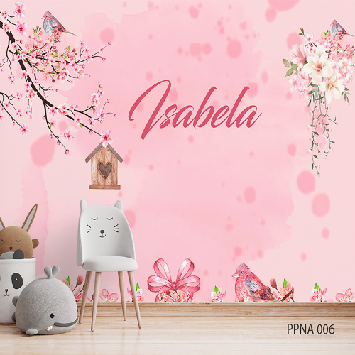 Adesivo decorativo para quarto infantil Menina Ninho de passarinho COM NOME