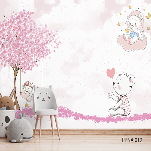 Adesivo decorativo para quarto infantil Menina Urso soneca no céu