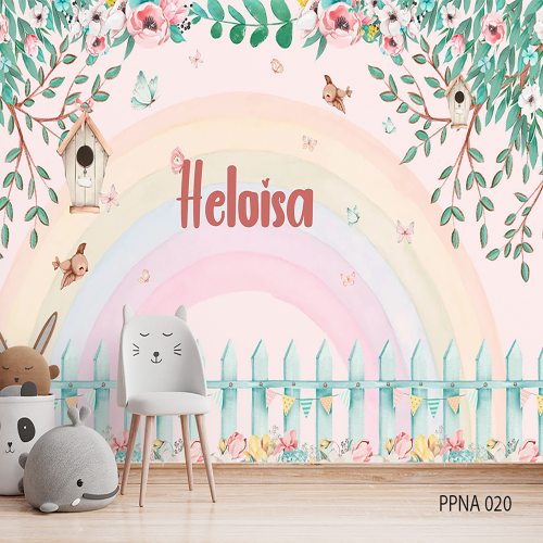 Adesivo decorativo para quarto infantil Menina Ninho passarinho 3 COM NOME