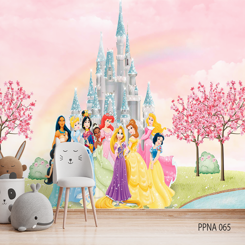 Adesivo decorativo para quarto infantil Menina Princesas Disney no castelo