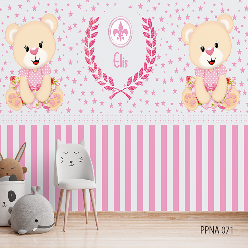 Adesivo decorativo para quarto infantil Menina Ursa Provençal 3 COM NOME