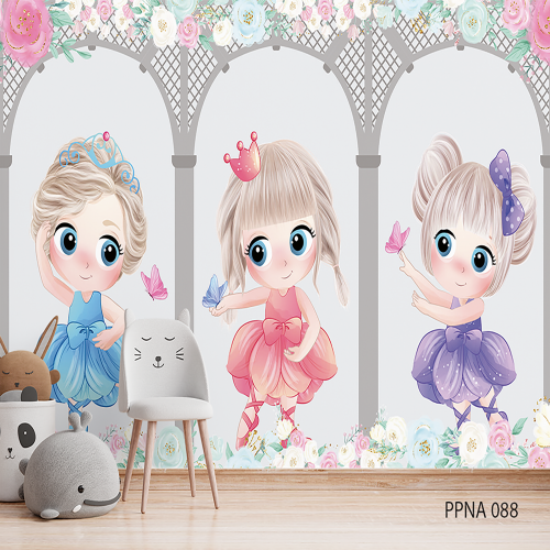 Adesivo decorativo para quarto infantil Menina bailarinas no jardim 