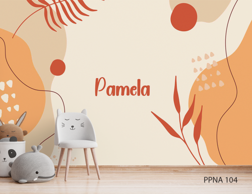Adesivo decorativo para quarto infantil Menina Aquarela Jardim minimalista Terracota