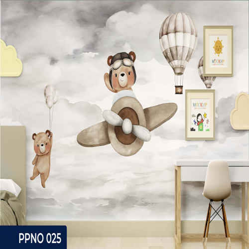 Adesivo decorativo para quarto infantil Menino aquarela avião ursinho