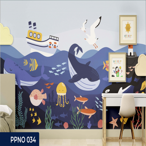 Adesivo decorativo para quarto infantil Menino A Vida no fundo do mar