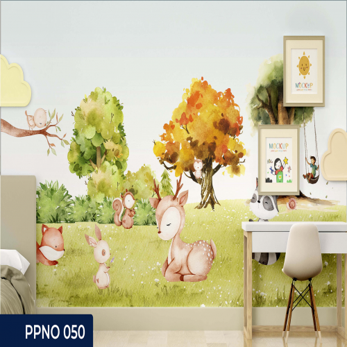 Adesivo decorativo para quarto infantil Menino Aquarela Cervo na floresta
