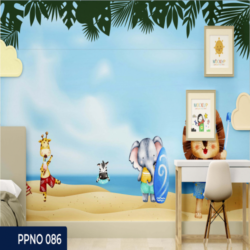 Adesivo decorativo para quarto infantil Menino animais na praia